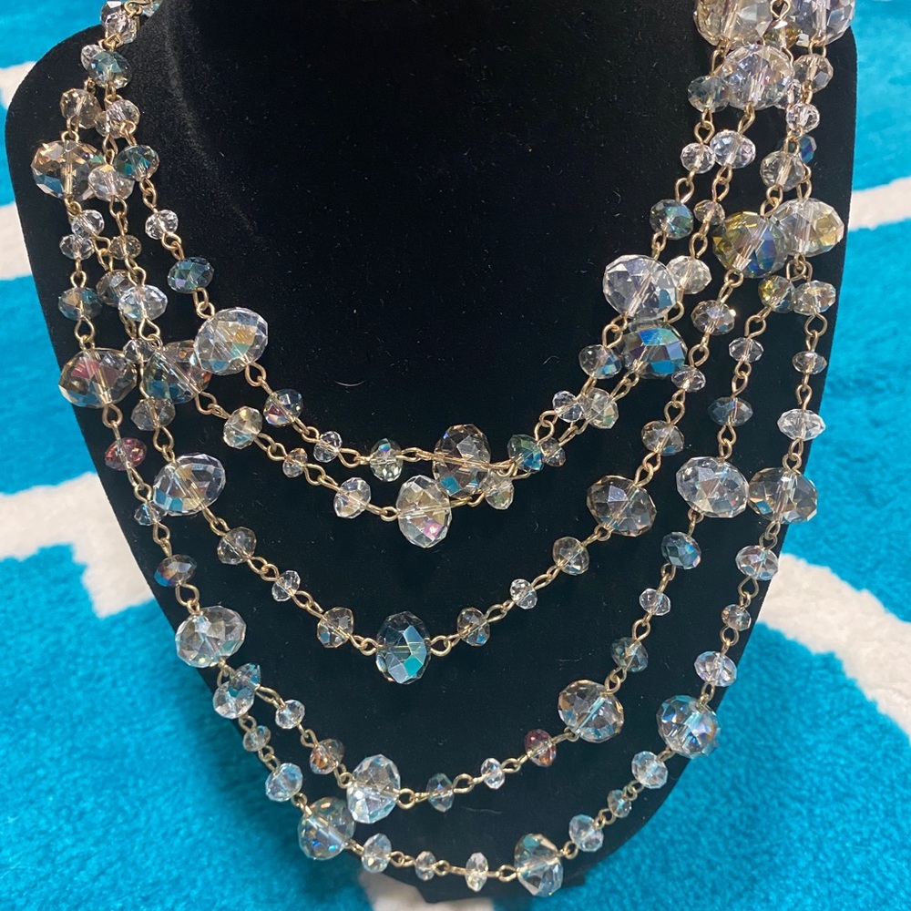 Multi strand crystal necklace
